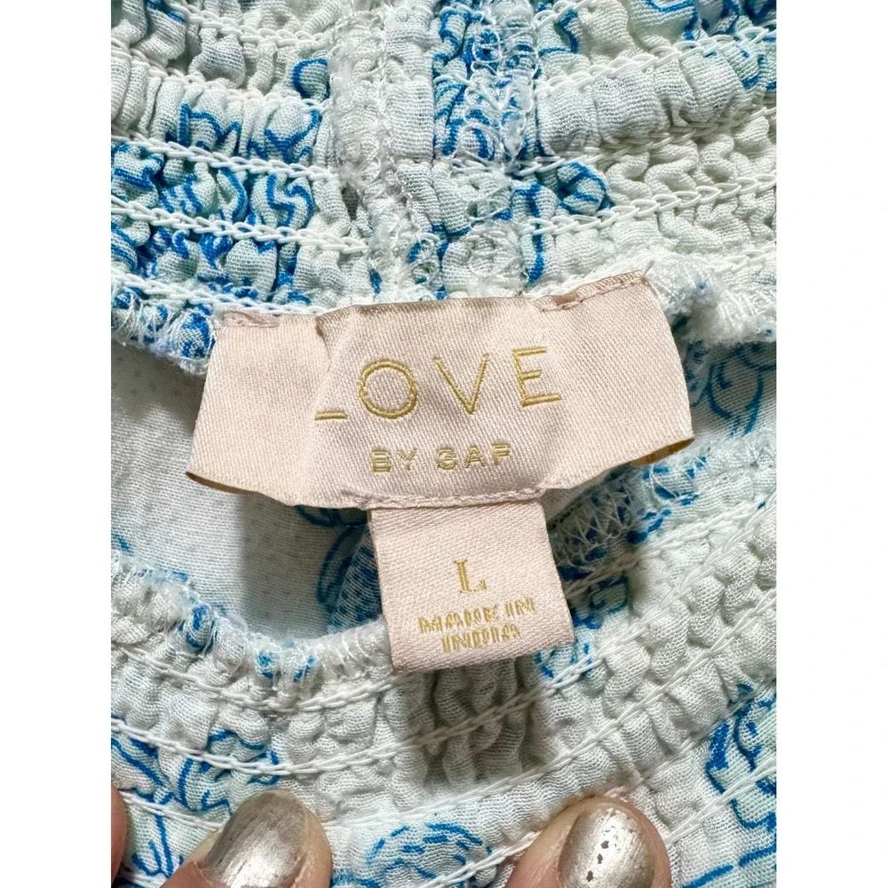 Love by Gap Blue Floral Toile Pajama Pants Cotton Modal Linen Lounge Sleepwear L